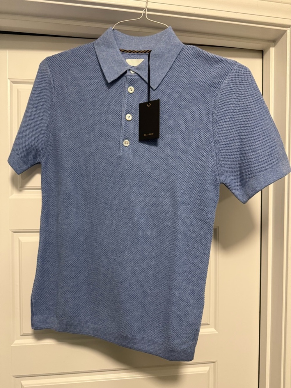 Billy Reid Light Blue Textured Knit Polo